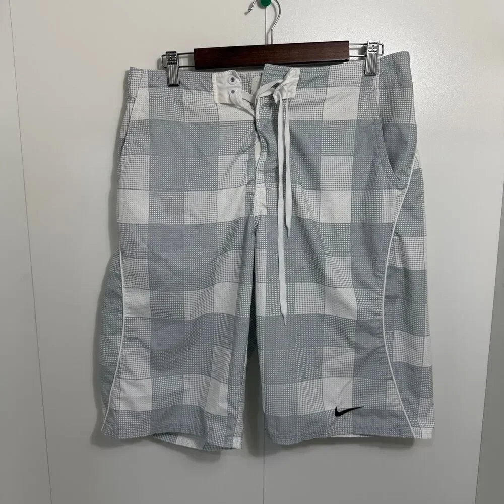Nike Men's Grey and Blue Swim-briefs-shorts